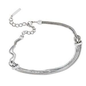 BCBGMAXAZRIA Snake Metal Multi Chain Twist Skinny Belt Silver XS